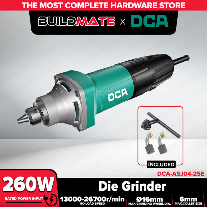 Buildmate x DCA 260W Heavy Duty Die Grinder 6mm Chuck Variable Speed ASJ04-25E
