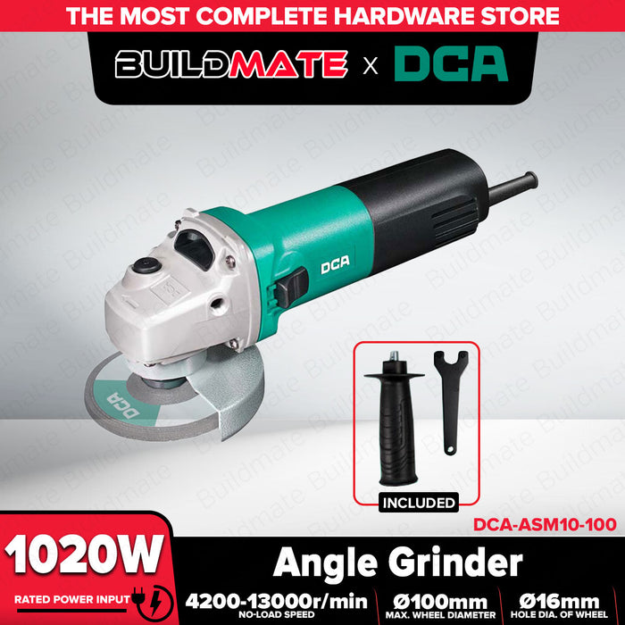 Buildmate x DCA 1020W Heavy Duty Angle Grinder 4in 100mm Adjustable Speed ASM10-100