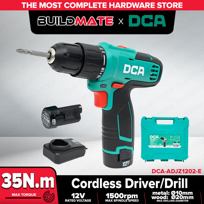 Buildmate x DCA Heavy Duty Cordless Driver Drill 12V 150W Batteries 2.0 Ah x 2 ,charger ADJZ1202 E