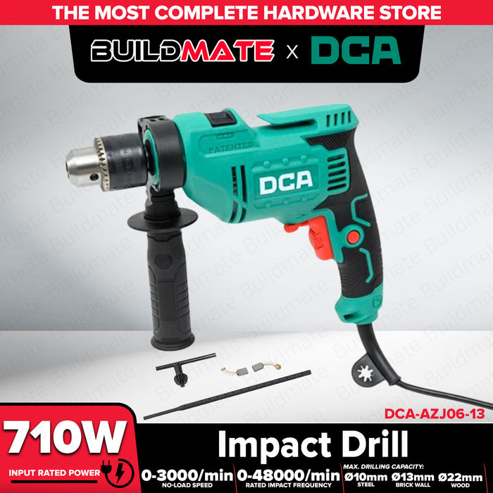 Buildmate x DCA 710W Heavy Duty Electric Impact Drill 13mm Variable Speed AZJ06-13