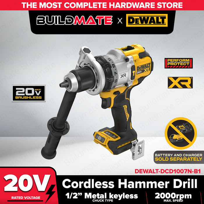 Buildmate x DEWALT 20V Brushless Hammer Drill 169Nm 3-Speed 1/2" XR DCD1007N-B1 Bare Tool