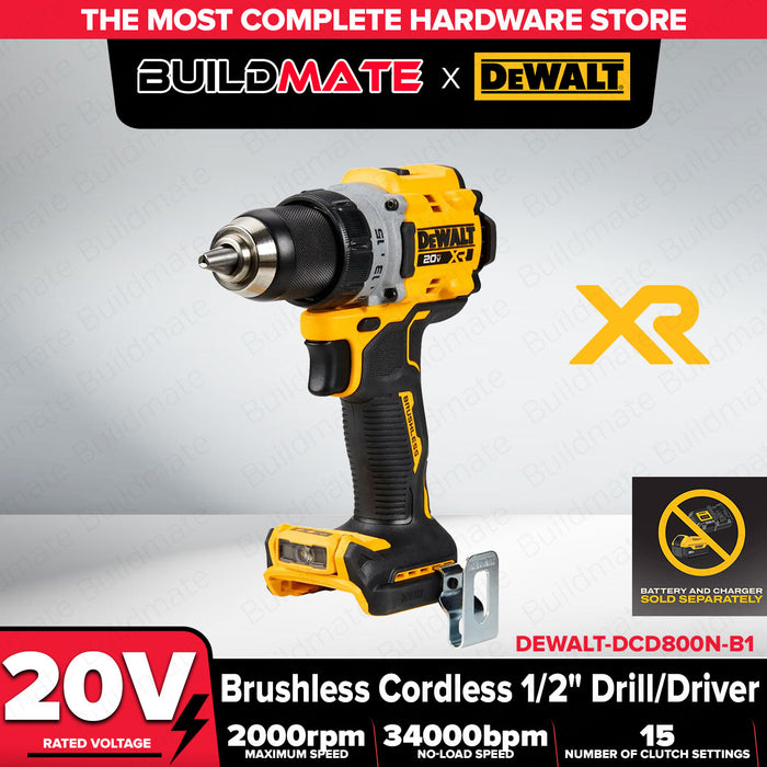Buildmate x DEWALT 20V MAX Brushless 13mm 90Nm Cordless Drill/Driver (BARE) DCD800N-B1