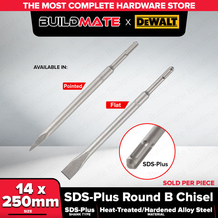 Buildmate x DEWALT SDS Plus Flat & Point Chisel 20x250mm for Rotary Hammer DWA0801/0802