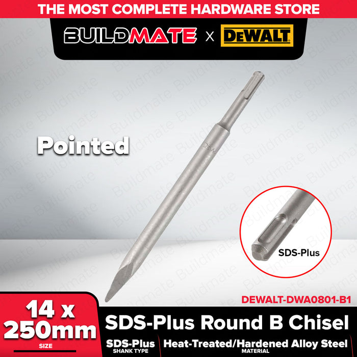 Buildmate x DEWALT SDS Plus Flat & Point Chisel 20x250mm for Rotary Hammer DWA0801/0802