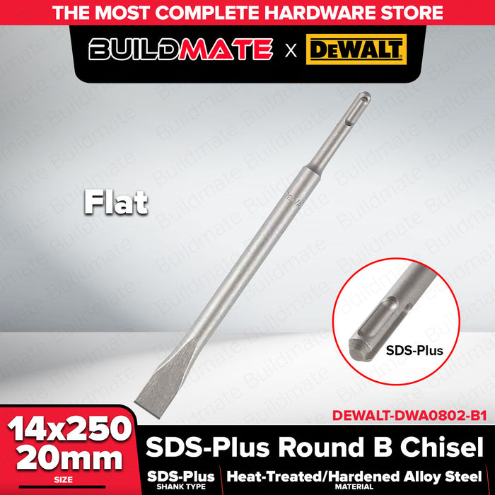 Buildmate x DEWALT SDS Plus Flat & Point Chisel 20x250mm for Rotary Hammer DWA0801/0802