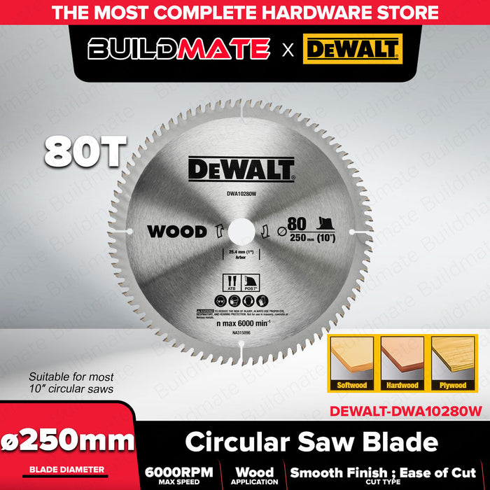 Buildmate x DEWALT Circular Saw Blade 7-1/4” 40T & 10” 80T Wood Cutting 25.4mm Arbor