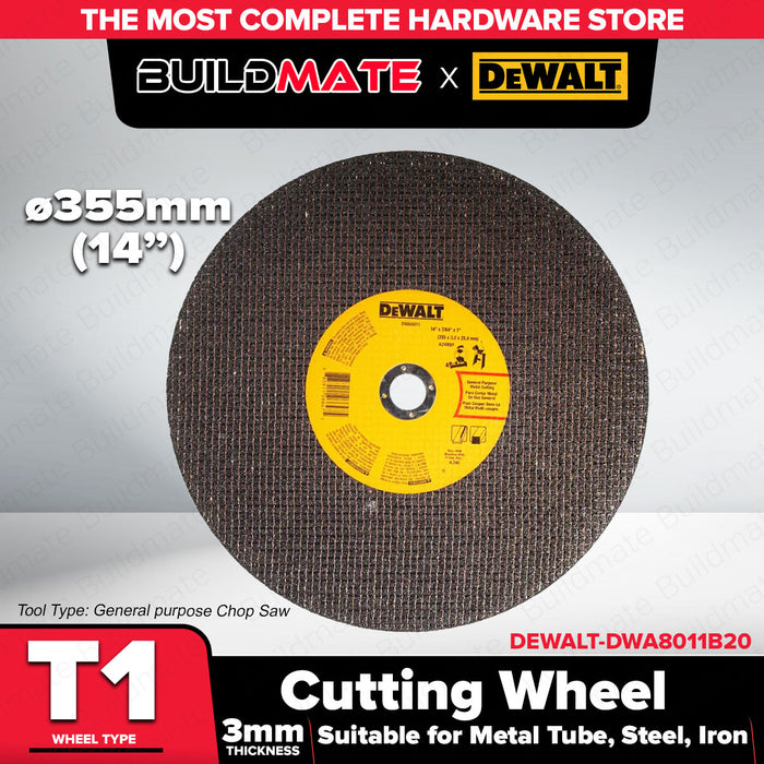 Buildmate x DEWALT 14” Metal Cutting Wheel T1 355x3x25.3mm 20PCS DWA8011B20