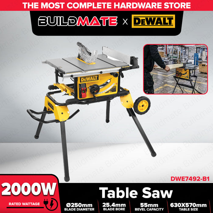 Buildmate x DEWALT 2000W 10” Table Saw 250mm Portable Wood Cutting Machine DWE7492-B1