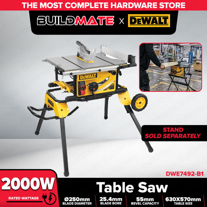 Buildmate x DEWALT 2000W 10” Table Saw 250mm Portable Wood Cutting Machine DWE7492-B1
