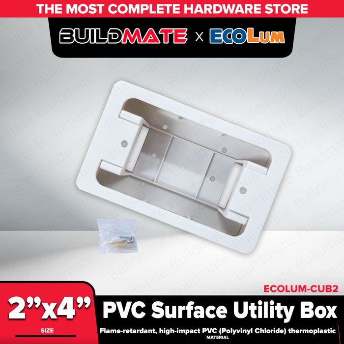 Buildmate x ECOLUM PVC Surface Utility Box 2x4 Flame Retardant High-Grade CUB2