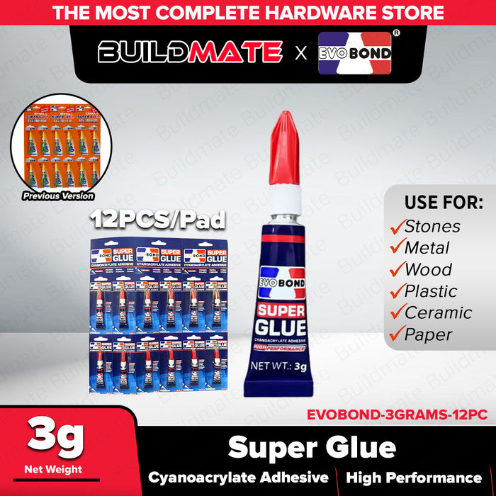 [WHOLESALE]  EVO BOND (12PCS) Super Glue 3g 1PAD Sticks like Mighty Bond •BUILDMATE•