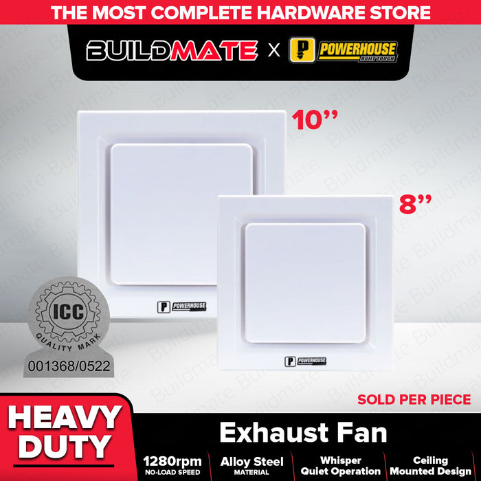 POWERHOUSE Electric Exhaust Fan Ceiling Mounted Vortex Series 8" Inch & 10" Inch •BUILDMATE• PHE