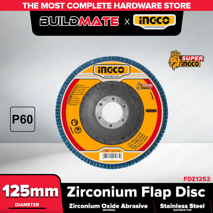 Buildmate x INGCO Zirconium Flap Disc 125mm P60 Stainless Steel FDZ1252 IHT
