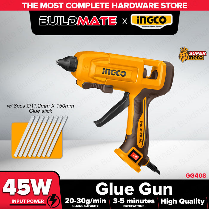 Buildmate x INGCO 45W Glue Gun 11.2mm w/ 8 Glue Sticks GG408 IPT