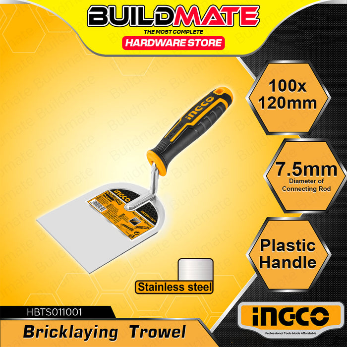 BUILDMATE Ingco Bricklaying Trowel 100x120mm /  120x130mm Plastering Brick Layering Cement Smoothening Masonry Finishing Constructions Trowels Tool  - IHT