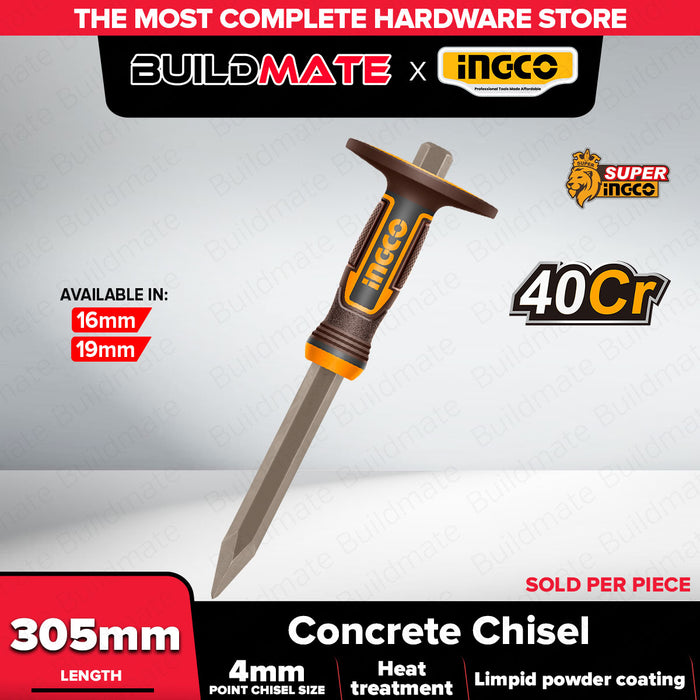 Buildmate x INGCO Concrete Chisel 305mm 40Cr Heat-Treated with Powder Coating HCC830416/19  IHT