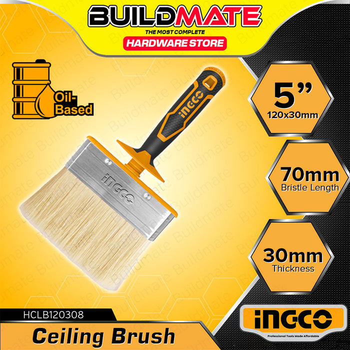 BUILDMATE Ingco Ceiling Brush 4" / 5' Oil-Based Painting Applicator Tool Oil Paint Touch Ups Bristle Brush SOLD PER PIECE - IHT