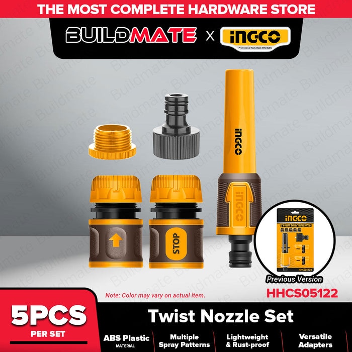 INGCO 5PCS Twist Nozzle Gun Garden Hose Spray Set HHCS05122 •BUILDMATE• IHT