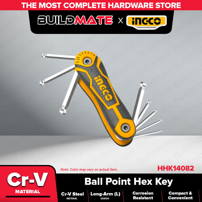 INGCO Ball Point Hex Key Cr-V HHK14082 •BUILDMATE• IHT