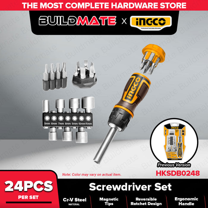 INGCO Ratchet ScrewDriver 24PCS/SET HKSDB0248  •BUILDMATE• IHT