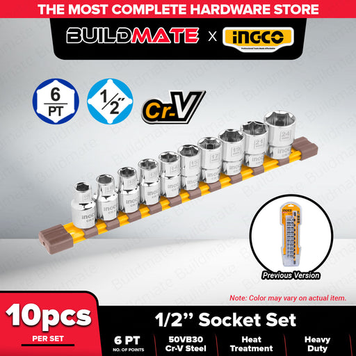 Ingco 10pcs 1/2" inches Socket Bits Set HKTS12103 100% ORIGINAL / AUTHENTIC •BUILDMATE• HT2