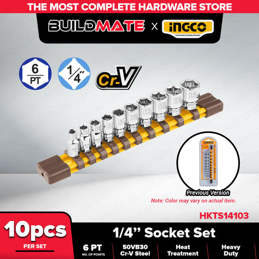 INGCO 10PCS/SET Socket Set 1/2" HKTS12101 | 1/4" HKTS14103 CR-V •100% ORIGINAL •BUILDMATE• IHT