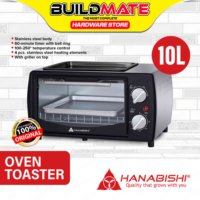 HANABISHI Oven Toaster Stainless Steel Body 10L with Griller on Top HO10GX •BUILDMATE•