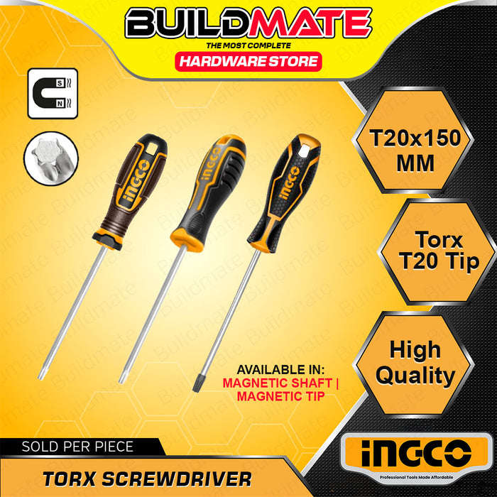BUILDMATE Ingco Torx Screwdriver T20x150mm Cr-V Star Screwdrivers Hand Tools SOLD PER PIECE  HS28T20150 / HSDST20150 - IHT