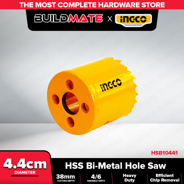 INGCO 44mm (1-3/4") HSS Bi-Metal Hole Saw Quick Debris Removal Wood & Metal Cutting Drill Saw IHT