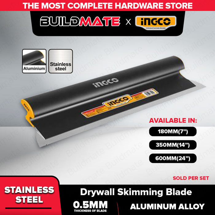 Buildmate x INGCO Drywall Skimming Blade 7in 180MM/14in 350MM/24in 600MM Stainless Steel Finishing Blade Putty Knife Plastering Skim Coat Tool HSCL00701 HSCL01401 HSCL02401 IHT
