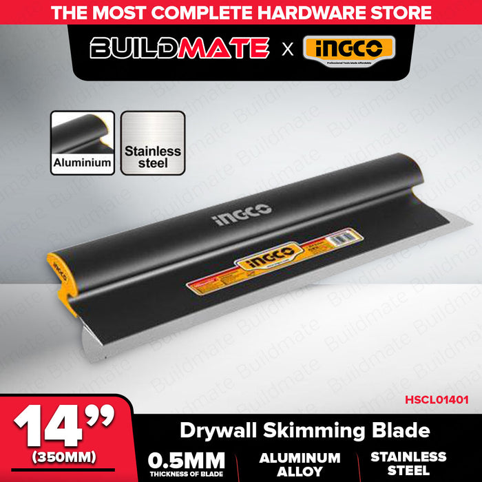 Buildmate x INGCO Drywall Skimming Blade 7in 180MM/14in 350MM/24in 600MM Stainless Steel Finishing Blade Putty Knife Plastering Skim Coat Tool HSCL00701 HSCL01401 HSCL02401 IHT