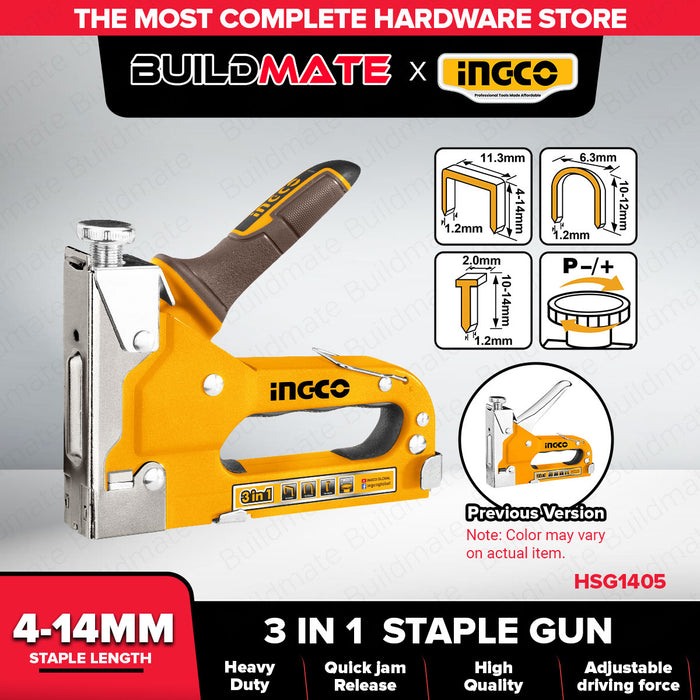 INGCO Staple Gun 3 in 1 Staplers Stapler Gun Tacker Tucker Brad Nail Gun Craft HSG1405 •BUILDMATE• IHT