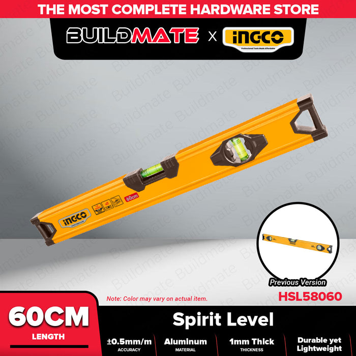 BUILDMATE Ingco 60cm Spirit Level SUPER SELECT Aluminum Leveling Bubble Leveler Tool HSL58060 - IHT