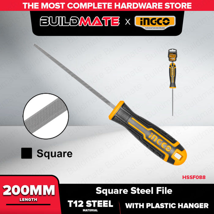 Buildmate x INGCO Square Steel File 200mm T12 Steel Metal Filing Tool Hand File HSSF088 IHT