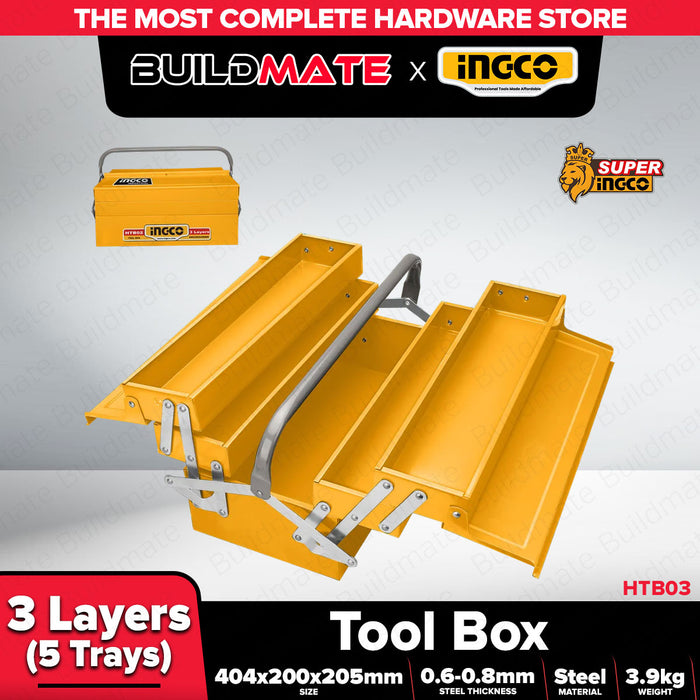 INGCO Tool Box 3 LAYERS 404x200x205mm HTB03  •BUILDMATE• IHT