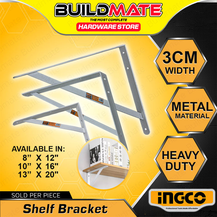 BUILDMATE Ingco Shelf Bracket 8x12" / 10x16" / 12x20" Triangle Angle Shelf Corner Bracket For Home DIY Table Shelf Wall-Mounted L Steel Bracket - IHT
