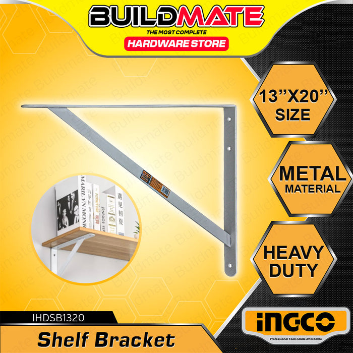 BUILDMATE Ingco Shelf Bracket 8x12" / 10x16" / 12x20" Triangle Angle Shelf Corner Bracket For Home DIY Table Shelf Wall-Mounted L Steel Bracket - IHT
