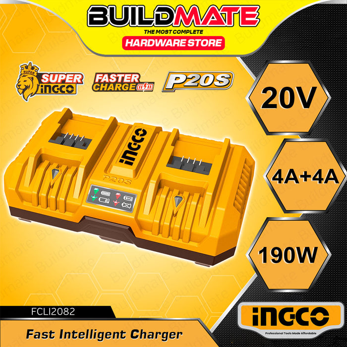 BUILDMATE Ingco P20S Lithium-Ion Cordless Battery Charger Single / Dual Charging Port Fast Intelligent Charger Station - ICPT