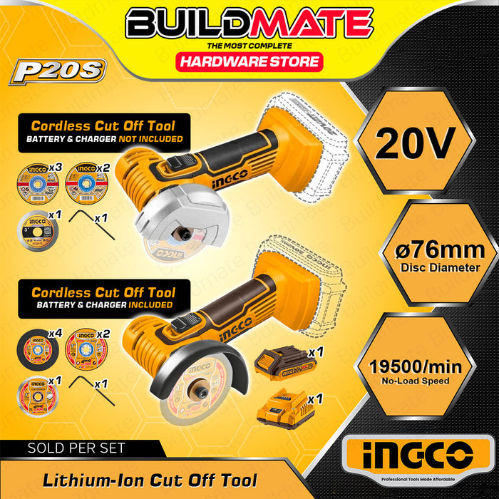BUILDMATE Ingco Lithium-Ion Cordless 3" Inch Mini Cut-Off Tool 20V Single Hand Operation Portable Rechargeable Cut Off Power Tools - ICPT