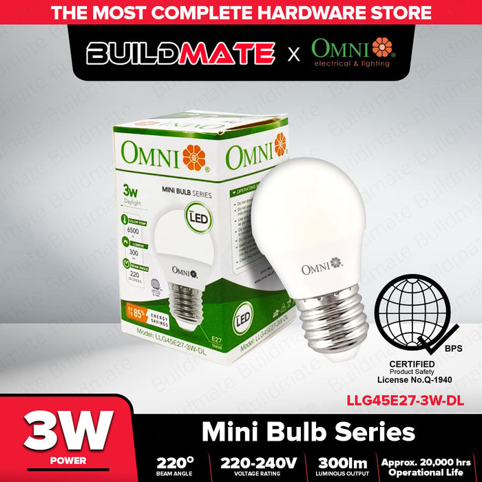 OMNI LED Lite Light Bulb G45 3W LLG45E27-3W •BUILDMATE•