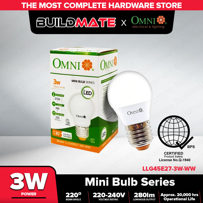 OMNI LED Lite Light Bulb G45 3W LLG45E27-3W •BUILDMATE•