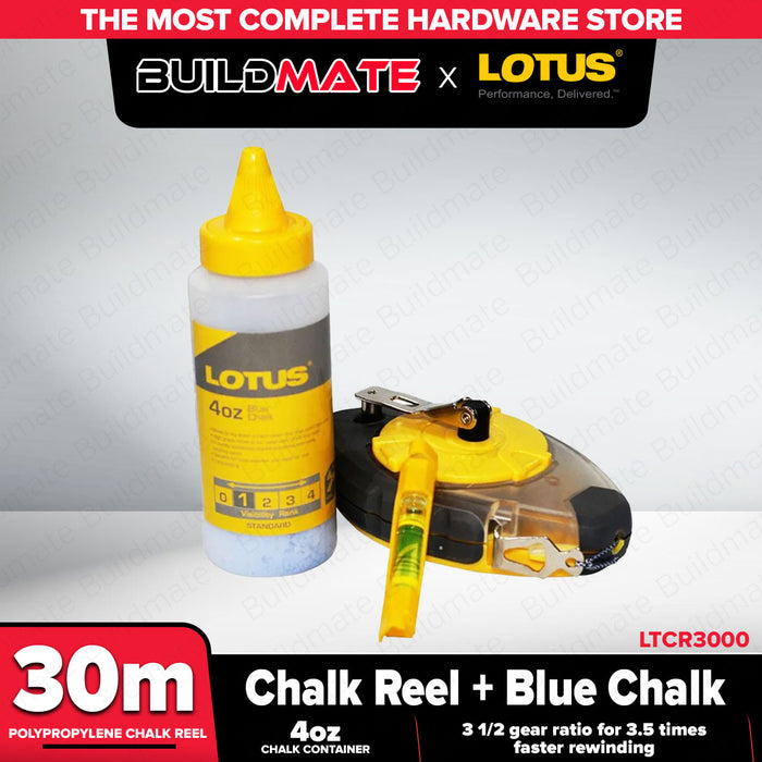 Buildmate x LOTUS 30M Chalk Reel with Blue Chalk 4oz Fast Rewind LTCR3000 LHT