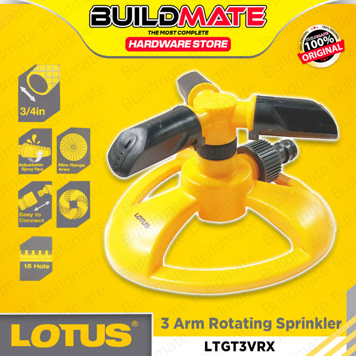 LOTUS Garden 3 Arm Rotating Sprinkler LTGT3VRX •BUILDMATE• LHT LUTOS