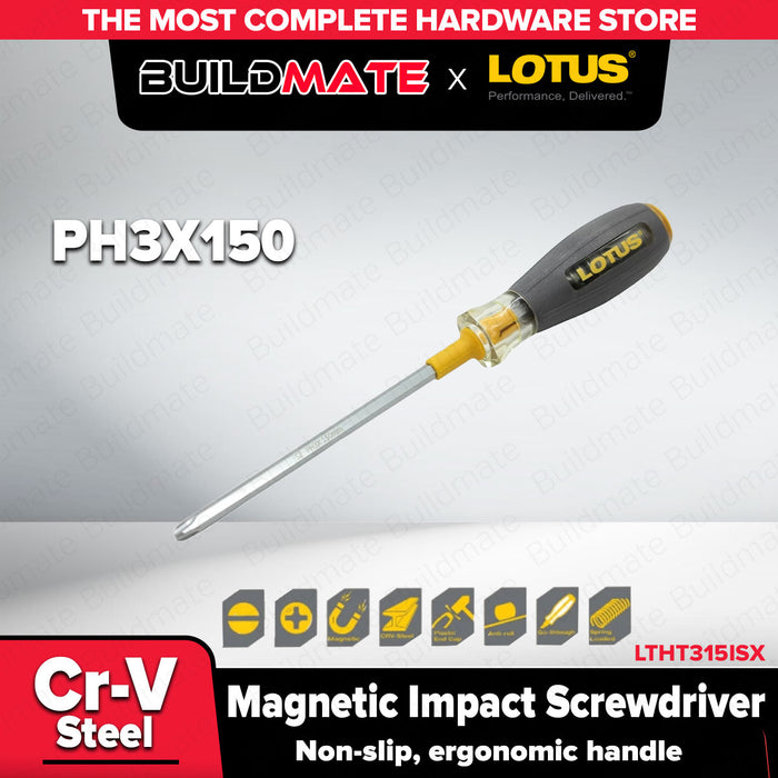 Buildmate x LOTUS (Sold Per Piece) Magnetic Impact Screwdriver PH2x100mm/PH3x150mm Cr-V Steel LHT
