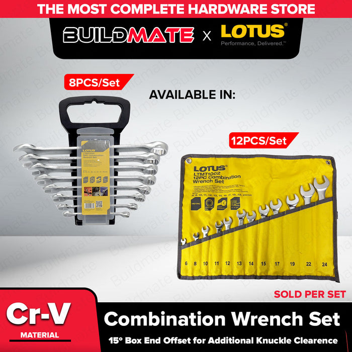 LOTUS 8pc & 12pc Combination Wrench Set For Automotive & DIY LHT