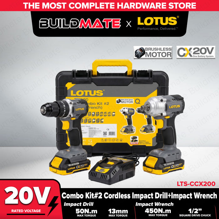 Buildmate x LOTUS Combo Kit #2 20V Impact Drill + Impact Wrench CCX200 LPT