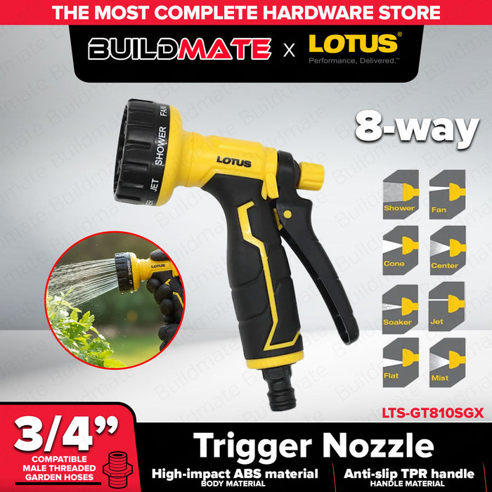 Buildmate x LOTUS 3/8 Way Garden Hose Nozzle Trigger Spray GT310SGX/GT810SGX