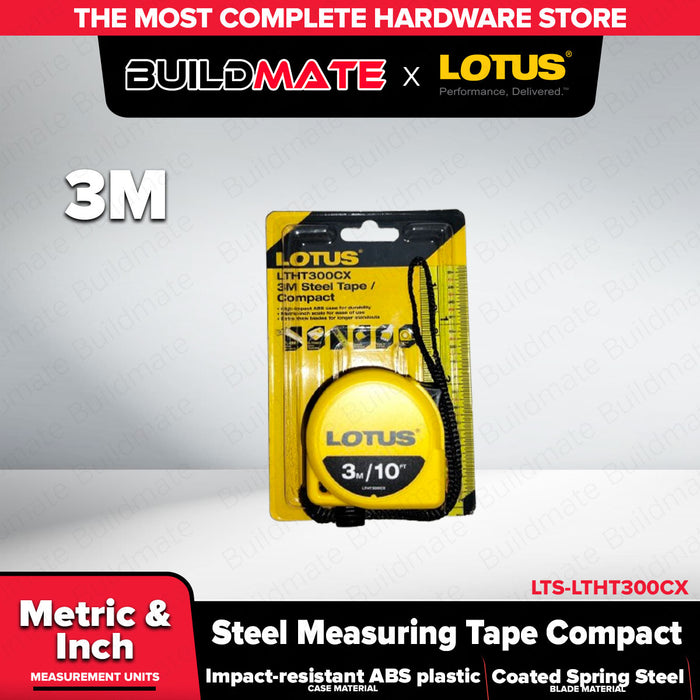 Buildmate x LOTUS Compact Steel Measuring Tape 3M-8M Metric Inch ABS Case LTHT LHT