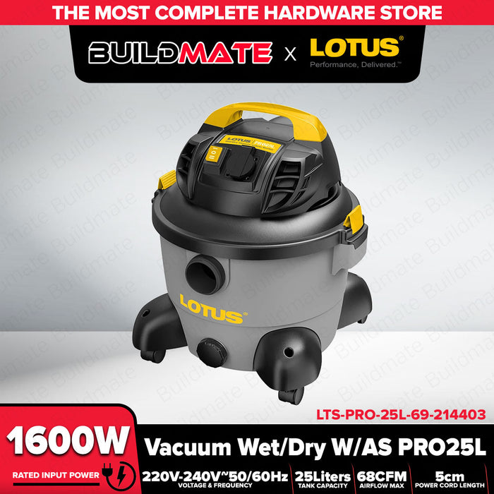 Buildmate x LOTUS 25L Wet & Dry Vacuum Cleaner 1600W W/AS ProPRO-25L-69-214403