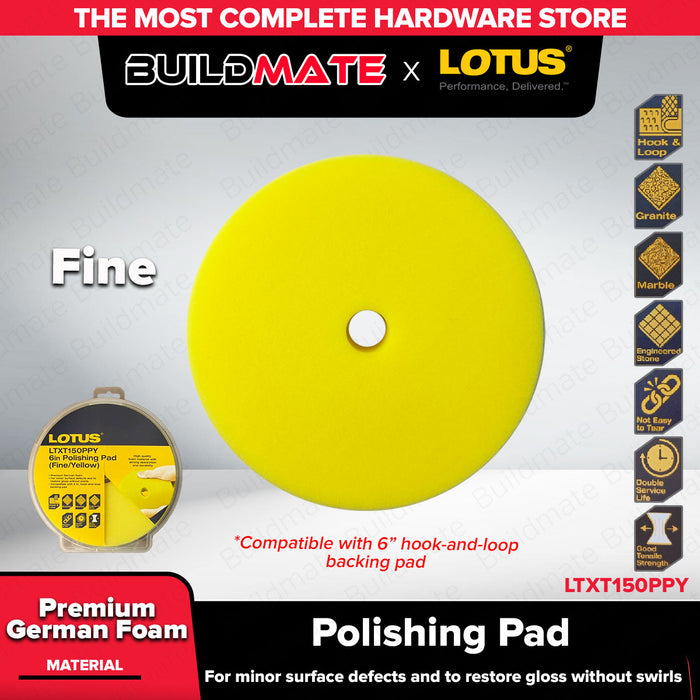 LOTUS 6” Polishing Pad Hook and Loop for surface defects and swirls | LTXT150 - LHT